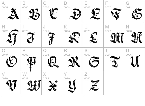 Berliner Fraktur Crashed uppercase A-Z preview