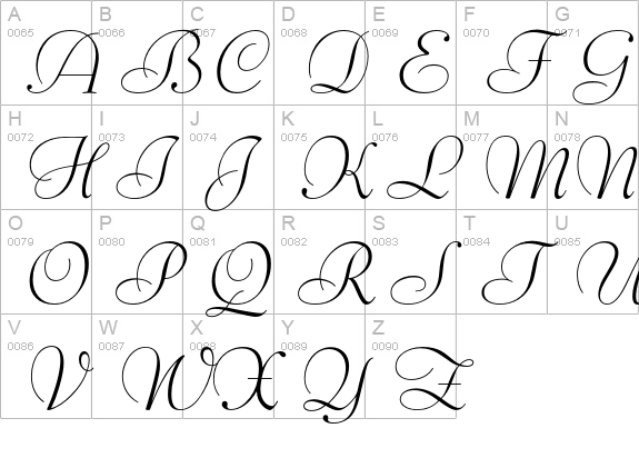 Bernhard Modern Italic Swash uppercase A-Z preview