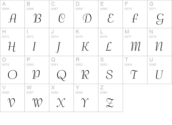 Bernhard Tango uppercase A-Z preview
