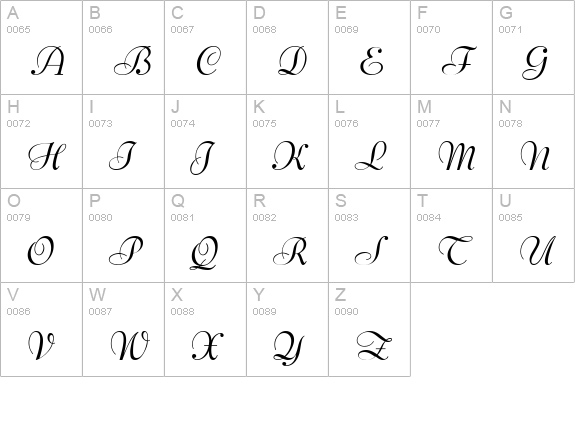BernhardScript-Bold uppercase A-Z preview