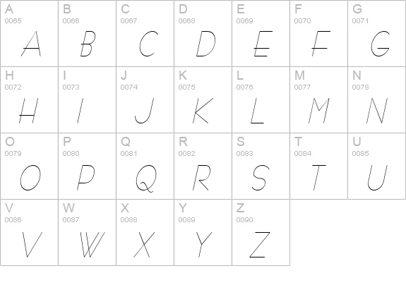Bernie Condensed Italic uppercase A-Z preview