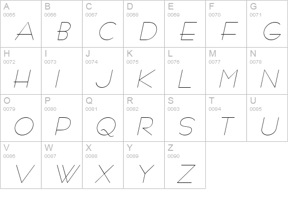 Bernie Italic uppercase A-Z preview