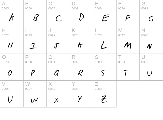 BerrysHand Regular uppercase A-Z preview