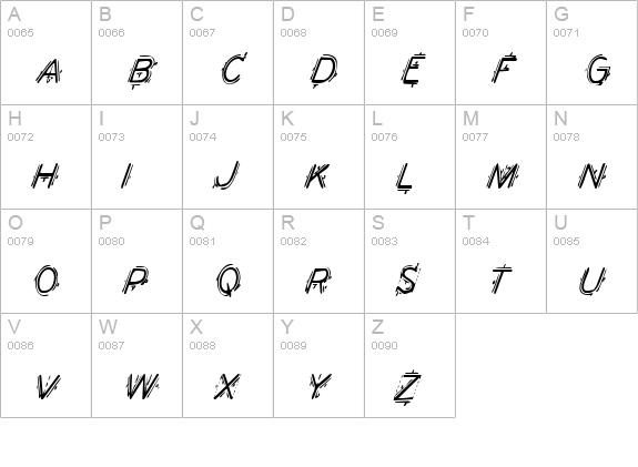 Berserker Condensed Italic uppercase A-Z preview
