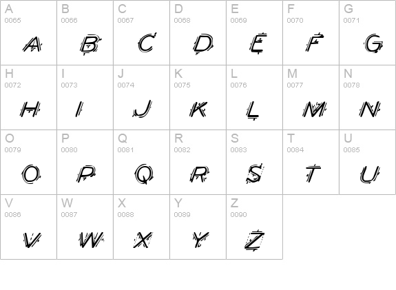 Berserker Italic uppercase A-Z preview