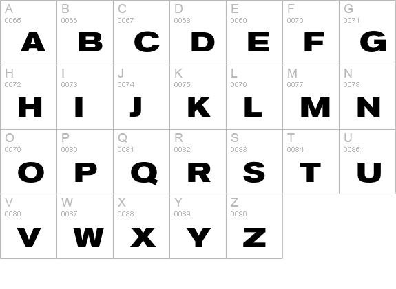 Berthold Akzidenz Grotesk BE Bold Extended uppercase A-Z preview