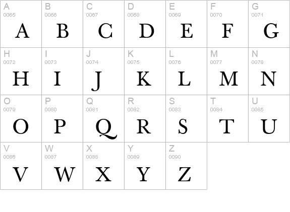 Berthold Baskerville Book Regular uppercase A-Z preview