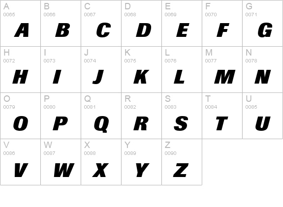 Berthold Imago Extra Bold Italic uppercase A-Z preview