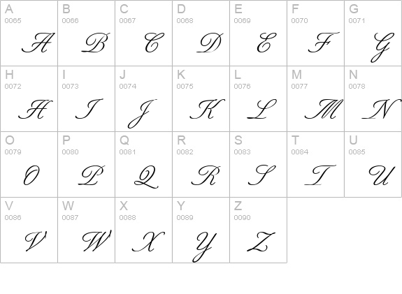 Berthold Script (R) Regular uppercase A-Z preview