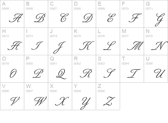 Berthold Script BQ Regular uppercase A-Z preview