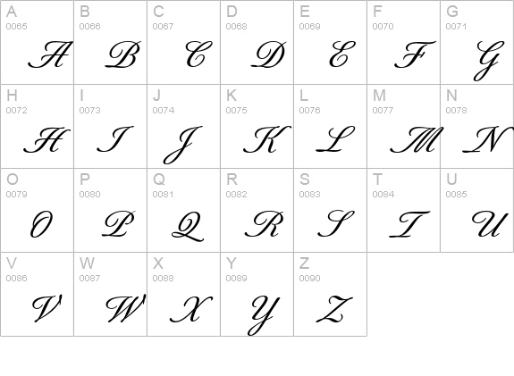 Berthold Script Medium uppercase A-Z preview