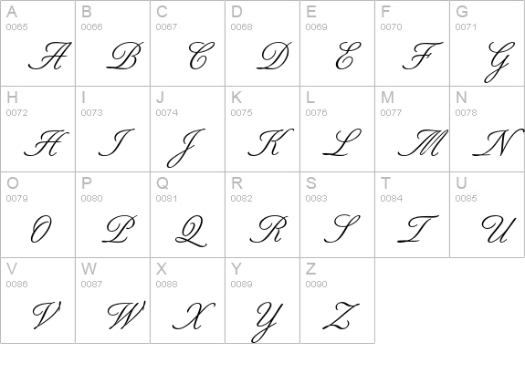 Berthold Script Regular uppercase A-Z preview