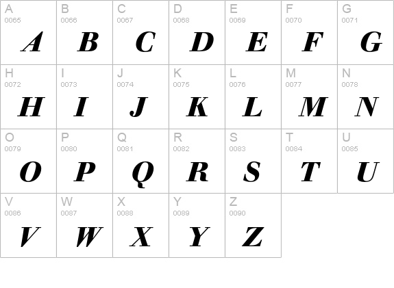 Berthold Walbaum Book Bold Italic uppercase A-Z preview
