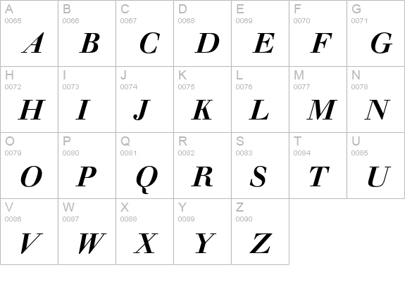 Berthold Walbaum Book Medium Italic OsF uppercase A-Z preview