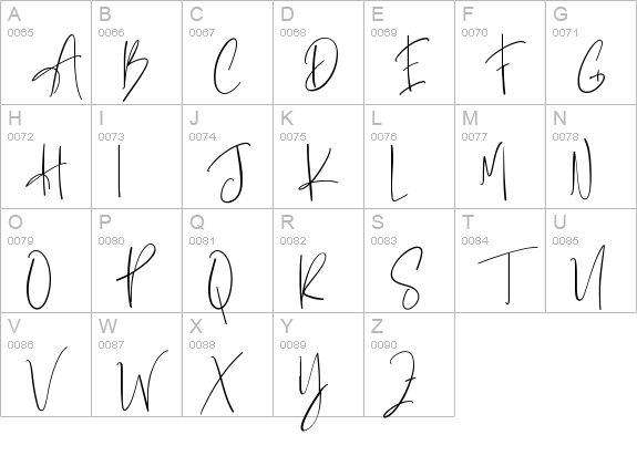 Bestie Signature uppercase A-Z preview