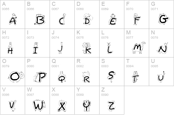 Bestioles uppercase A-Z preview