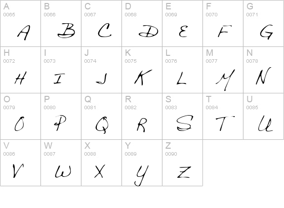 BethanysHand uppercase A-Z preview