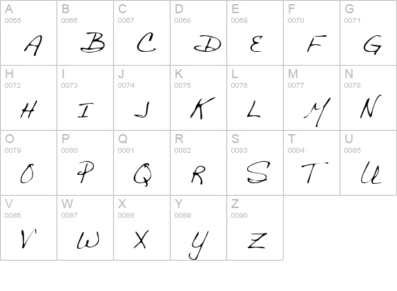 BethanysHand Regular uppercase A-Z preview