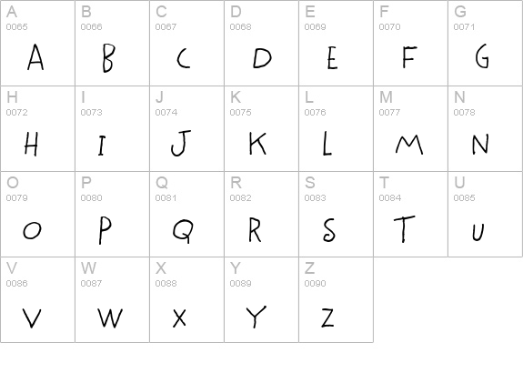 BethsCuteHmkBold uppercase A-Z preview