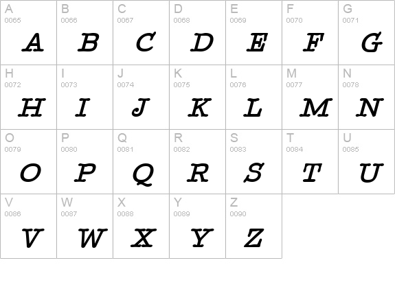 BetterTypeRight BoldItalic uppercase A-Z preview
