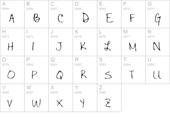 BettysHand uppercase A-Z preview