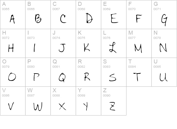 BettysHand Regular uppercase A-Z preview