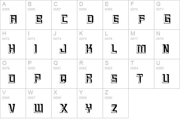 Beveled uppercase A-Z preview