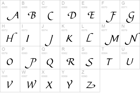 BibleScriptEF-Alternates uppercase A-Z preview