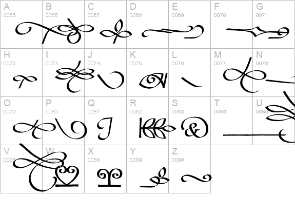 BibleScriptEF-Flourishes uppercase A-Z preview