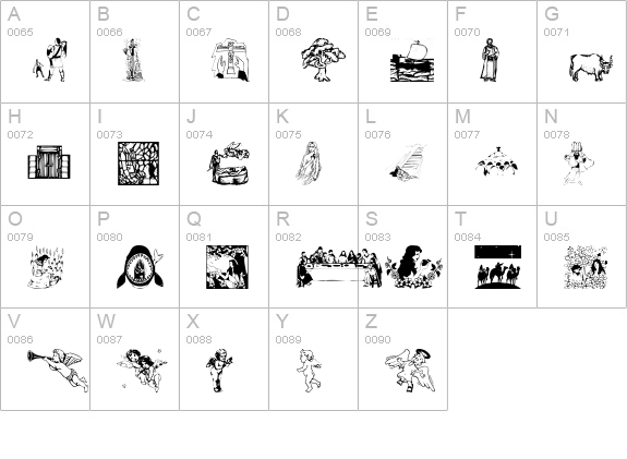 Biblical uppercase A-Z preview
