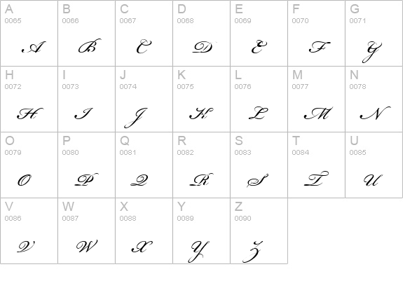 Bickham Script One uppercase A-Z preview