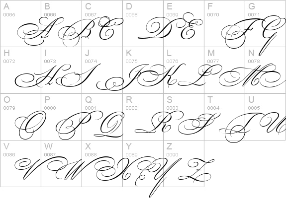 Bickham Script Two uppercase A-Z preview