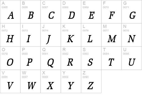 Bid Roman-Condensed Bold Italic uppercase A-Z preview