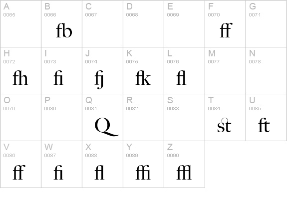 BigCaslon-Alt uppercase A-Z preview