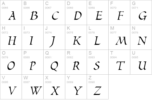BilboDisplay Italic uppercase A-Z preview