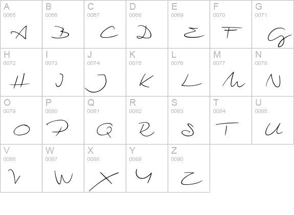 Biloxi Script uppercase A-Z preview