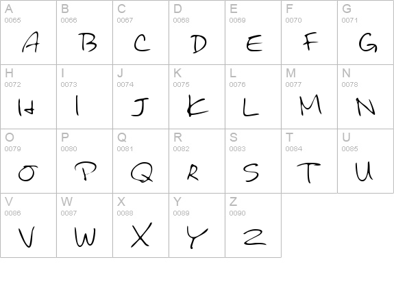 BinghamsHand Regular uppercase A-Z preview