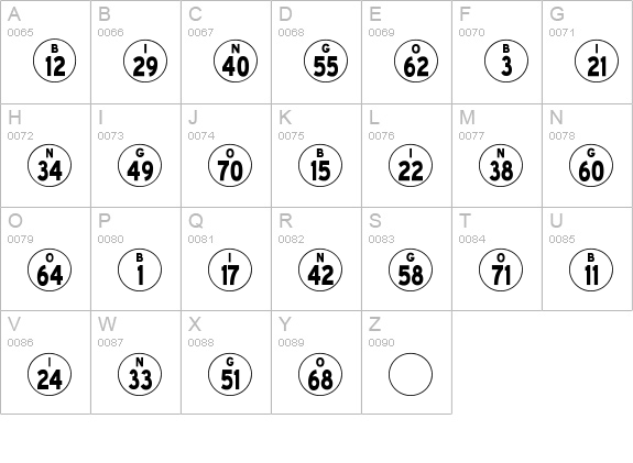 Bingo Player JL uppercase A-Z preview