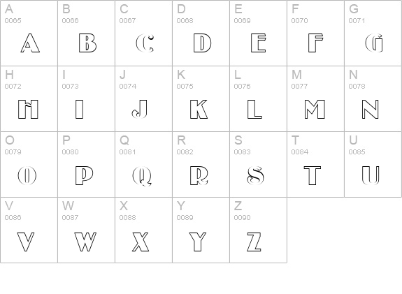 BinnerOutP uppercase A-Z preview