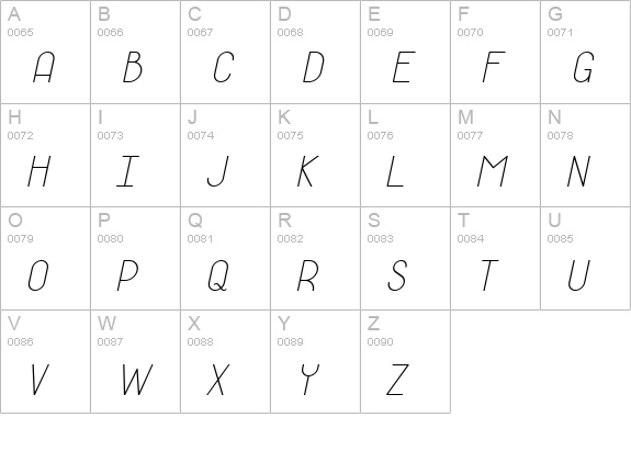 Bino Light Italic uppercase A-Z preview