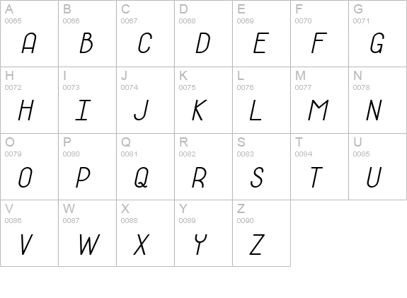 Bino Medium Italic uppercase A-Z preview