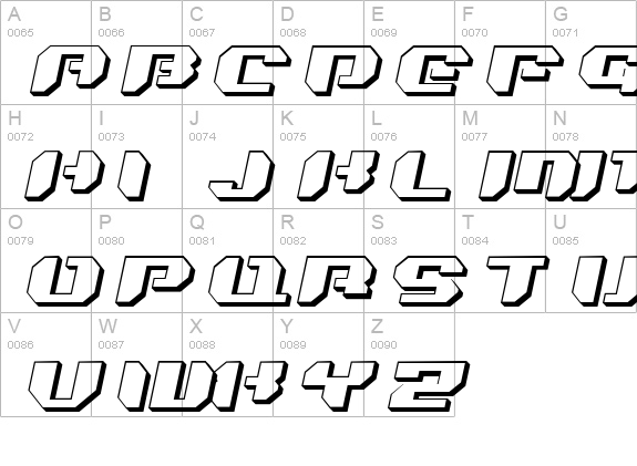 Bionic Kid Slanted 3d uppercase A-Z preview