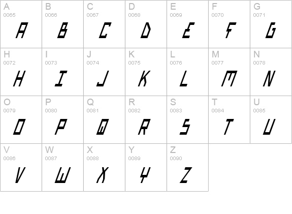 Bionic Type Cond Italic uppercase A-Z preview