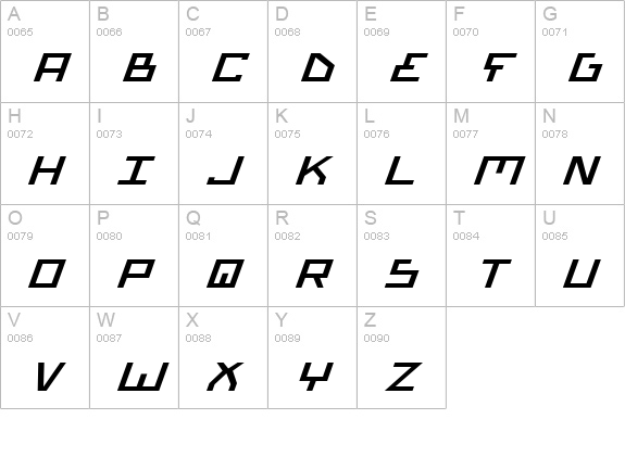 Bionic Type Expanded Italic uppercase A-Z preview