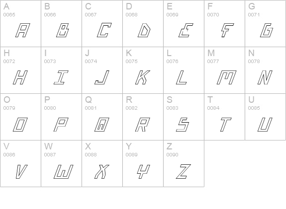 Bionic Type Out Italic uppercase A-Z preview