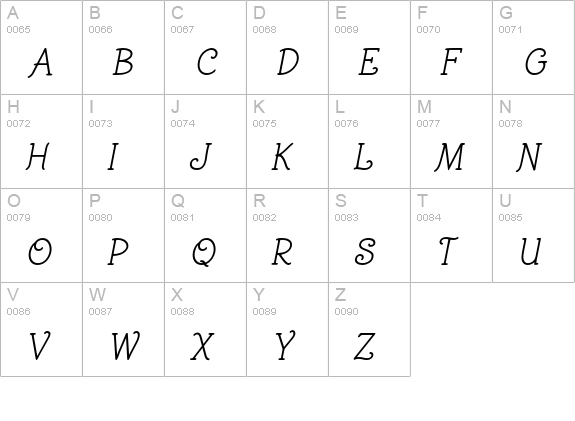 Birac DT Oblique uppercase A-Z preview