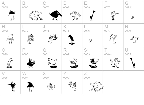 Birds uppercase A-Z preview
