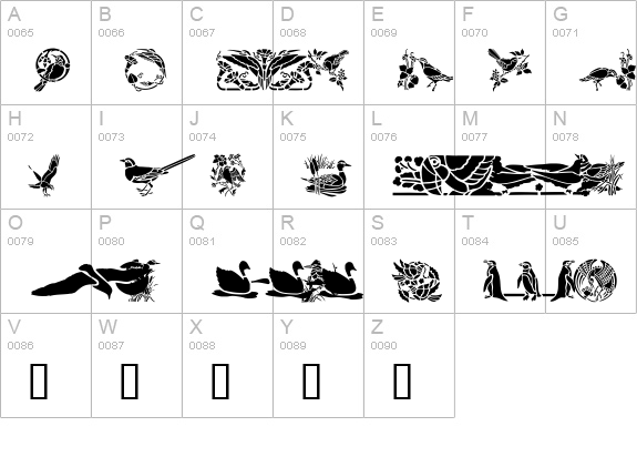 Birds Two uppercase A-Z preview