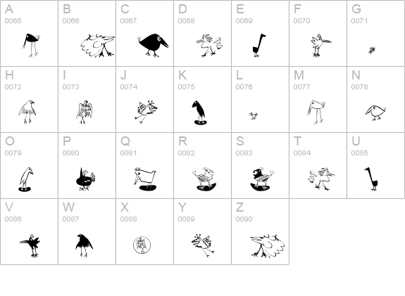 BirdsEF uppercase A-Z preview