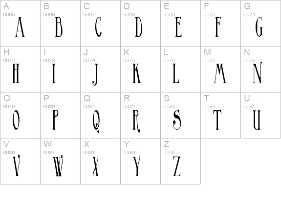BirminghamTitlingElongated uppercase A-Z preview
